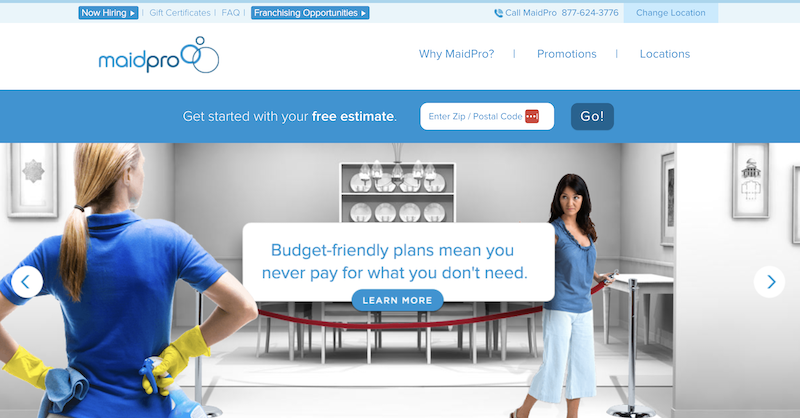 Captura de Imagen del Sitio Web de Limpieza de MaidPro